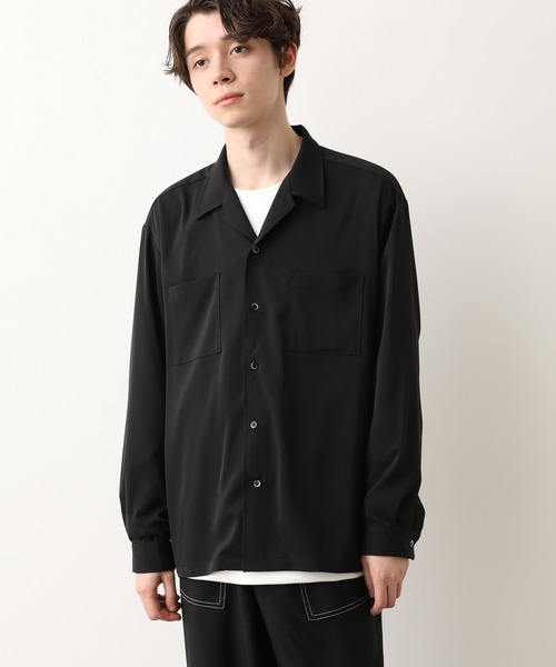 JUNRED(ジュンレッド)の「シルキードレープオープンカラーシャツ(シャツ/ブラウス・メンズ・サックスブルー/ダークブラウン/ベージュ/ブラック・L/S/M)」の19枚目の写真