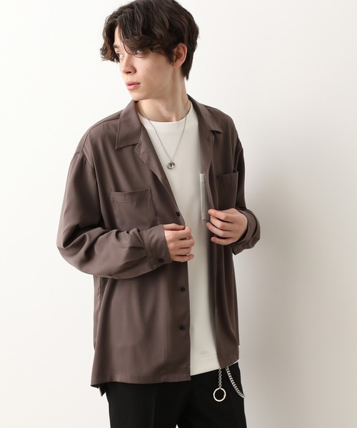 JUNRED(ジュンレッド)の「シルキードレープオープンカラーシャツ(シャツ/ブラウス・メンズ・サックスブルー/ダークブラウン/ベージュ/ブラック・L/S/M)」の22枚目の写真