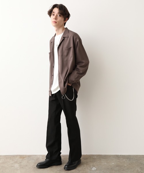 JUNRED(ジュンレッド)の「シルキードレープオープンカラーシャツ(シャツ/ブラウス・メンズ・サックスブルー/ダークブラウン/ベージュ/ブラック・L/S/M)」の21枚目の写真