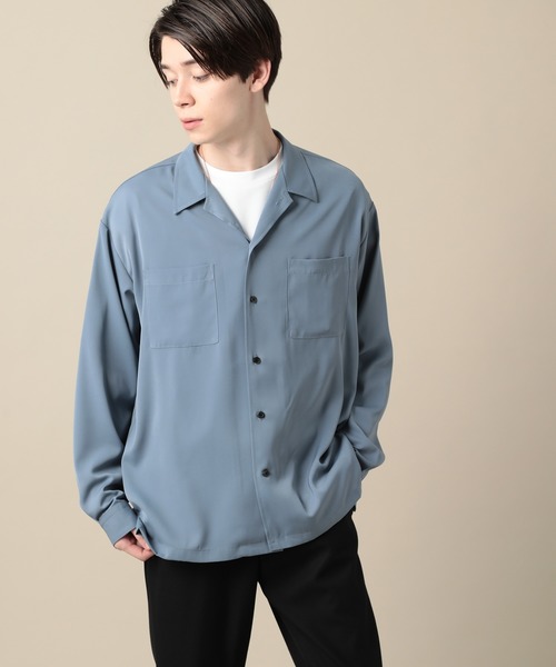 JUNRED(ジュンレッド)の「シルキードレープオープンカラーシャツ(シャツ/ブラウス・メンズ・サックスブルー/ダークブラウン/ベージュ/ブラック・L/S/M)」の7枚目の写真