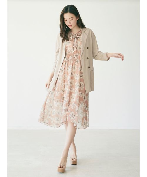 dazzlin（ダズリン）の「ラテフラワーマキシワンピース（ワンピース・レディース・ベージュ/オレンジ/グリーン・FREE）」の3枚目の写真