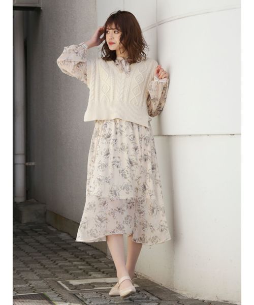 dazzlin（ダズリン）の「ラテフラワーマキシワンピース（ワンピース・レディース・ベージュ/オレンジ/グリーン・FREE）」の15枚目の写真