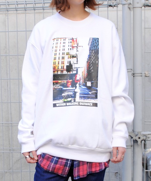 BEATJIVE（ビートジャイブ）の「フロント プリント スウェット クルーネック プルオーバー トレーナー メンズ レディース（スウェット・レディース・ホワイト/ブラック・LARGE/MEDIUM）」の4枚目の写真