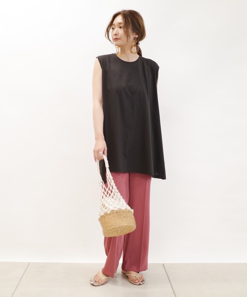 DouDou(ドゥドゥ)の「アシメヘムチュニックタンク(Tシャツ/カットソー・レディース・ベージュ/オフホワイト/スミクロ・FREE)」の21枚目の写真