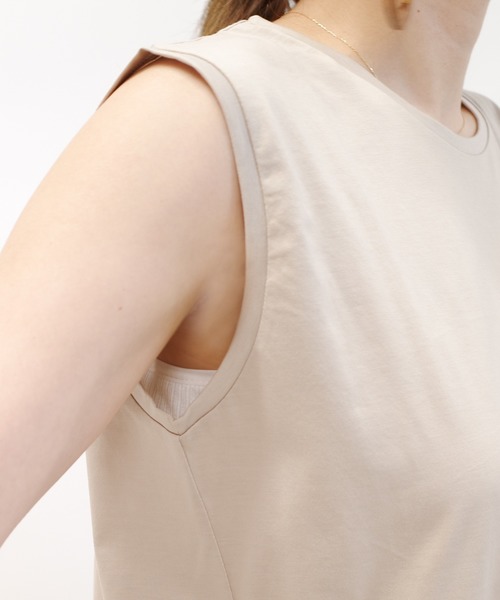 DouDou(ドゥドゥ)の「アシメヘムチュニックタンク(Tシャツ/カットソー・レディース・ベージュ/オフホワイト/スミクロ・FREE)」の10枚目の写真