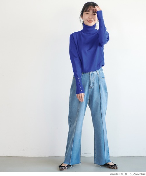coca（coca）（コカ）の「袖パールニット（ニット/セーター・レディース・ベージュ/ブラック/ブルー・ONE SIZE）」の19枚目の写真