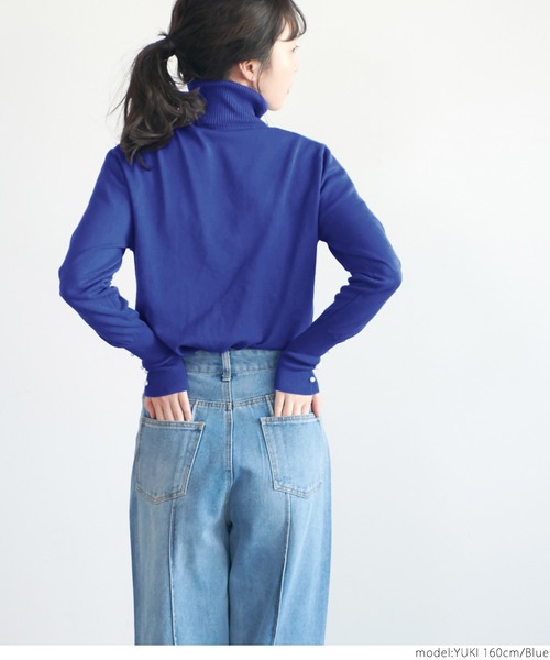 coca（coca）（コカ）の「袖パールニット（ニット/セーター・レディース・ベージュ/ブラック/ブルー・ONE SIZE）」の7枚目の写真