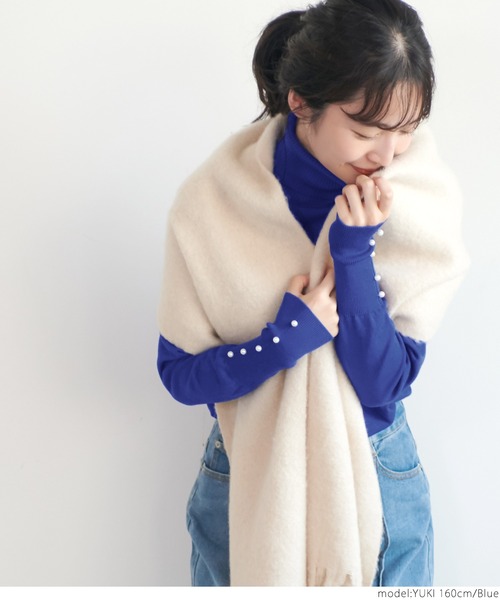 coca（coca）（コカ）の「袖パールニット（ニット/セーター・レディース・ベージュ/ブラック/ブルー・ONE SIZE）」の8枚目の写真