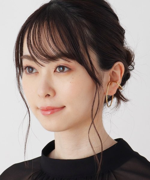 COCOSHNIK ゴールドプレーテッド　ダブルフープ　イヤカフ シルバー ゴールドプレーテッド ダブルフープ イヤーカフ大