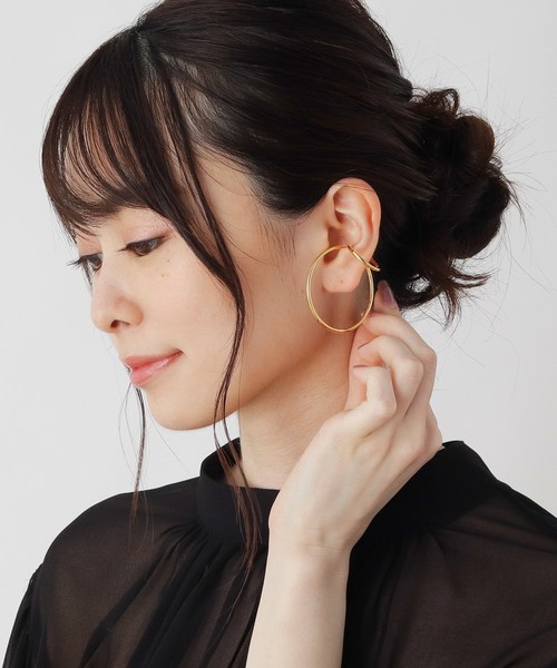 COCOSHNIK ゴールドプレーテッド　ダブルフープ　イヤカフ シルバー ゴールドプレーテッド ダブルフープ イヤーカフ大