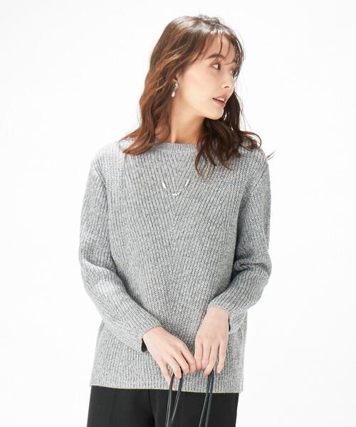 J.PRESS(ジェイプレス)の「【洗える】MIXカラー片畦 クルーネックニット(ニット/セーター・レディース・ベージュ系/ブルー系/ライトグレー系/イエロー系・T15/T13)」の2枚目の写真