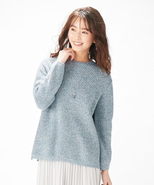 J.PRESS(ジェイプレス)の「【洗える】MIXカラー片畦 クルーネックニット(ニット/セーター・レディース・ベージュ系/ブルー系/ライトグレー系/イエロー系・T15/T13)」の3枚目の写真