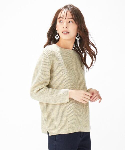 J.PRESS(ジェイプレス)の「【洗える】MIXカラー片畦 クルーネックニット(ニット/セーター・レディース・ベージュ系/ブルー系/ライトグレー系/イエロー系・T15/T13)」の4枚目の写真