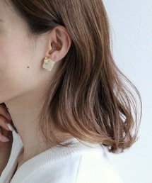 マーブルプレートプチピアス/イヤリング