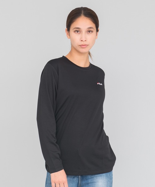 FILA(フィラ)の「【FILA/フィラ】ワンポイント デカロゴ プリント ドライ 長袖 Tシャツ ロンT クルーネック(Tシャツ/カットソー・レディース・ホワイト/ブラック/ネイビー/サックスブルー/ホワイト系その他/ブラック系その他/ブルー系その他/ピンク系その他/ライトピンク/ブルー系その他2・LL/M/L)」の4枚目の写真