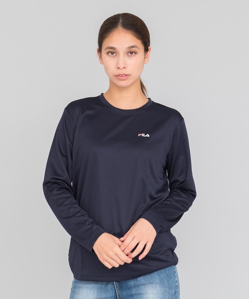 FILA(フィラ)の「【FILA/フィラ】ワンポイント デカロゴ プリント ドライ 長袖 Tシャツ ロンT クルーネック(Tシャツ/カットソー・レディース・ホワイト/ブラック/ネイビー/サックスブルー/ホワイト系その他/ブラック系その他/ブルー系その他/ピンク系その他/ライトピンク/ブルー系その他2・LL/M/L)」の7枚目の写真