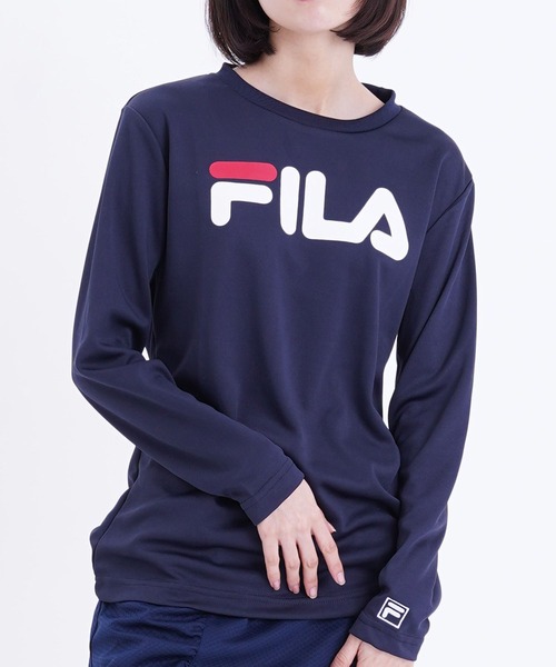 FILA(フィラ)の「【FILA/フィラ】ワンポイント デカロゴ プリント ドライ 長袖 Tシャツ ロンT クルーネック(Tシャツ/カットソー・レディース・ホワイト/ブラック/ネイビー/サックスブルー/ホワイト系その他/ブラック系その他/ブルー系その他/ピンク系その他/ライトピンク/ブルー系その他2・LL/M/L)」の5枚目の写真