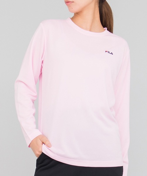 FILA(フィラ)の「【FILA/フィラ】ワンポイント デカロゴ プリント ドライ 長袖 Tシャツ ロンT クルーネック(Tシャツ/カットソー・レディース・ホワイト/ブラック/ネイビー/サックスブルー/ホワイト系その他/ブラック系その他/ブルー系その他/ピンク系その他/ライトピンク/ブルー系その他2・LL/M/L)」の9枚目の写真