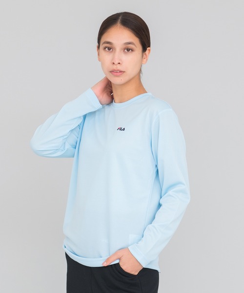 FILA(フィラ)の「【FILA/フィラ】ワンポイント デカロゴ プリント ドライ 長袖 Tシャツ ロンT クルーネック(Tシャツ/カットソー・レディース・ホワイト/ブラック/ネイビー/サックスブルー/ホワイト系その他/ブラック系その他/ブルー系その他/ピンク系その他/ライトピンク/ブルー系その他2・LL/M/L)」の8枚目の写真