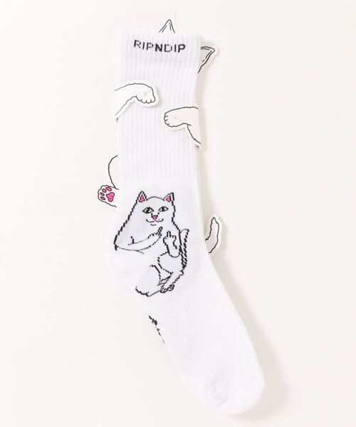 RIPNDIP（リップンディップ）の「RIPNDIP/Lord Nermal Socks（ソックス/靴下・メンズ・ホワイト/ブラック・FREE）」の2枚目の写真