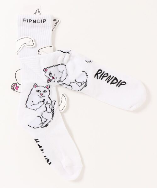 RIPNDIP（リップンディップ）の「RIPNDIP/Lord Nermal Socks（ソックス/靴下・メンズ・ホワイト/ブラック・FREE）」の3枚目の写真