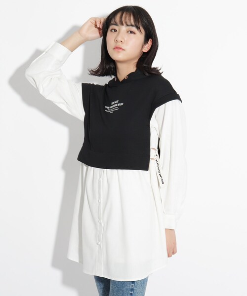 セール べストドッキング風シャツワンピース ワンピース Pink Latte ピンクラテ のファッション通販 Zozotown