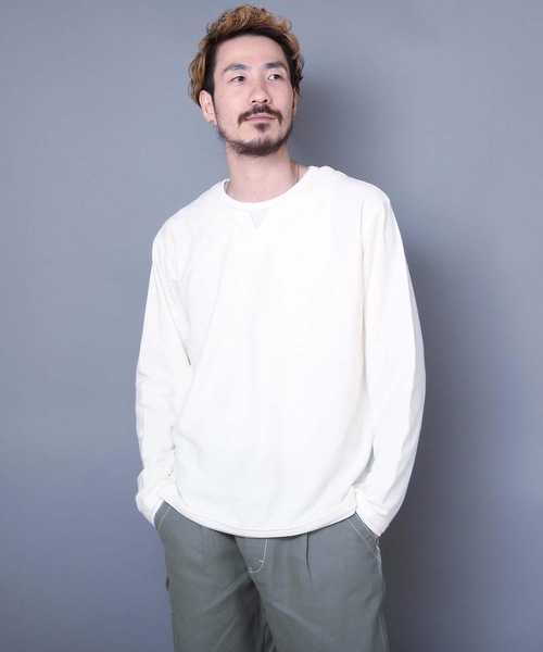 LB/S (エルビーエス)の「ブロックインレイフェイクキーネック 重ね着をしているようなフェイクレイヤード仕様 ロンT(Tシャツ/カットソー・メンズ・ベージュ/ブラック/ホワイト・MEDIUM/LARGE/X-LARGE)」の1枚目の写真