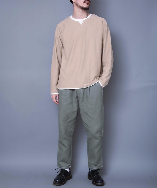 LB/S (エルビーエス)の「ブロックインレイフェイクキーネック 重ね着をしているようなフェイクレイヤード仕様 ロンT(Tシャツ/カットソー・メンズ・ベージュ/ブラック/ホワイト・MEDIUM/LARGE/X-LARGE)」の14枚目の写真