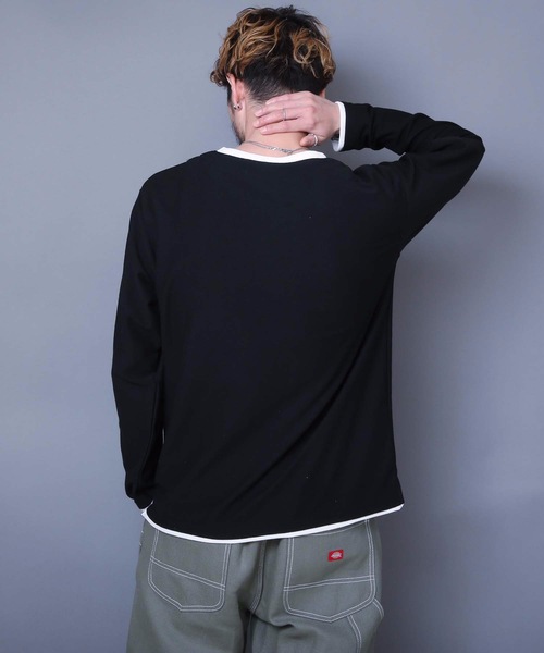 LB/S (エルビーエス)の「ブロックインレイフェイクキーネック 重ね着をしているようなフェイクレイヤード仕様 ロンT(Tシャツ/カットソー・メンズ・ベージュ/ブラック/ホワイト・MEDIUM/LARGE/X-LARGE)」の13枚目の写真
