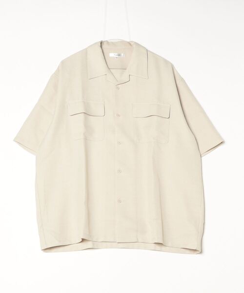 STYLEBLOCK(スタイルブロック)の「フェイクリネンオープンカラー半袖ビッグシャツ(シャツ/ブラウス・メンズ・ピンク/ネイビー/ベージュ/ブラック・L/M/LL)」の1枚目の写真