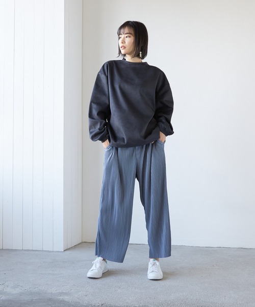 VIBGYOR(ヴィブジョー)の「VIBGYOR Select/クレープワイドパンツ(BL)(その他パンツ・レディース・ブラック/グレー/ブルーグレー/グレイッシュベージュ・MEDIUM/LARGE)」の11枚目の写真