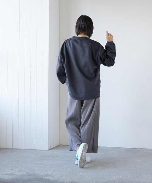 VIBGYOR(ヴィブジョー)の「VIBGYOR Select/クレープワイドパンツ(BL)(その他パンツ・レディース・ブラック/グレー/ブルーグレー/グレイッシュベージュ・MEDIUM/LARGE)」の14枚目の写真