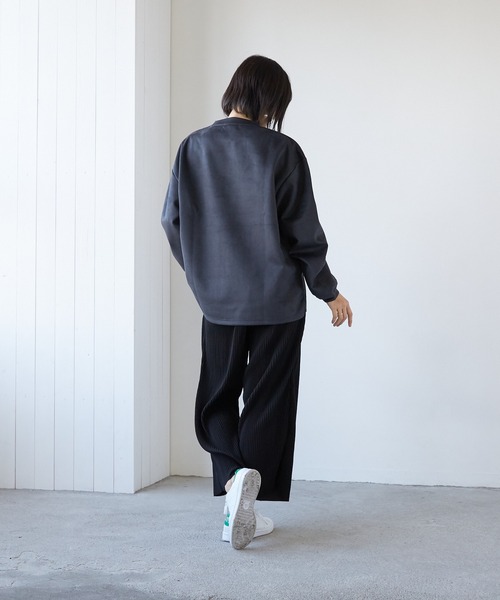 VIBGYOR(ヴィブジョー)の「VIBGYOR Select/クレープワイドパンツ(BL)(その他パンツ・レディース・ブラック/グレー/ブルーグレー/グレイッシュベージュ・MEDIUM/LARGE)」の8枚目の写真