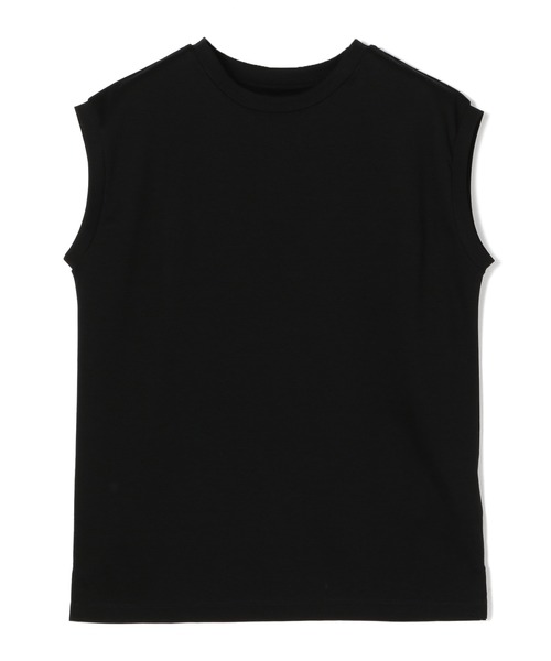 ESTNATION(エストネーション)の「ESTNATION / コットンスムースノースリーブTシャツ(Tシャツ/カットソー・レディース・ブラック/ネイビー/オフホワイト/キャメル/ダークブラウン/ライトグレー・FREE)」の3枚目の写真