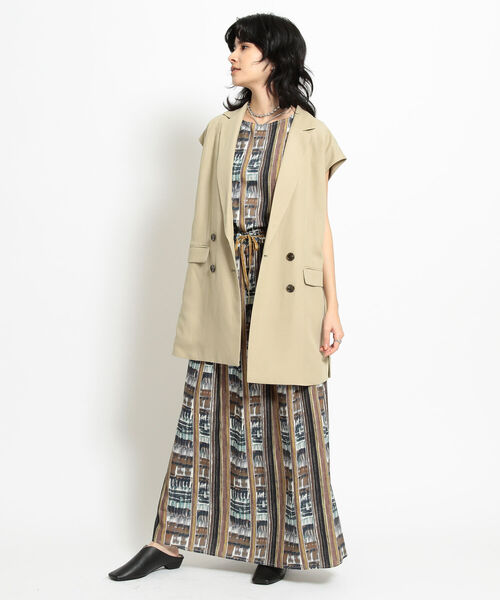 Ray BEAMS（レイビームス）の「Ray BEAMS / ノースリーブ ビッグ ジャケット（テーラードジャケット・レディース・ダークブラウン/ベージュ・ONE SIZE）」の5枚目の写真