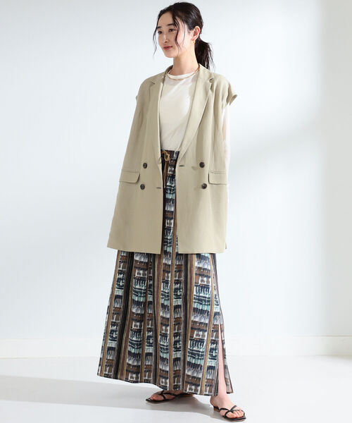 Ray BEAMS（レイビームス）の「Ray BEAMS / ノースリーブ ビッグ ジャケット（テーラードジャケット・レディース・ダークブラウン/ベージュ・ONE SIZE）」の9枚目の写真