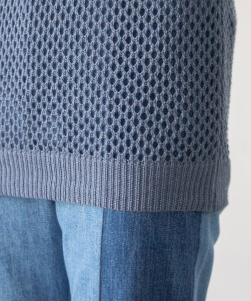 Kastane（カスタネ）の「メッシュ編みポロニット（キャミ付き）（ニット/セーター・レディース・グリーン系その他/インディゴブルー/オフホワイト・FREE）」の15枚目の写真