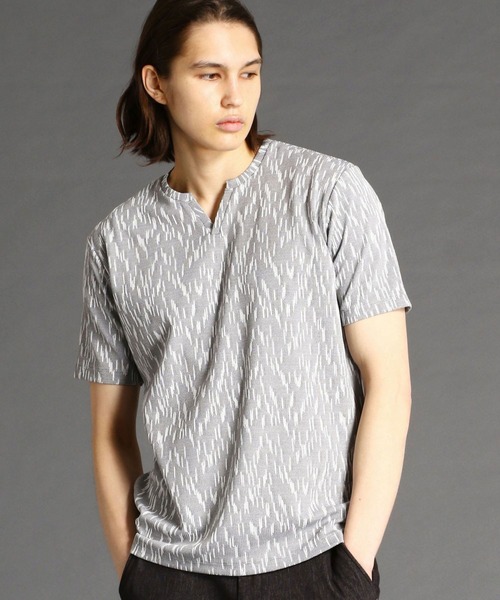 MONSIEUR NICOLE（ムッシュニコル）の「ブリスターメランジジャカードTシャツ（Tシャツ/カットソー・メンズ・ブラック/ブラウン/ホワイト/グレー/テラコッタ/ダークブルー・MEDIUM/LARGE/X-LARGE）」の4枚目の写真