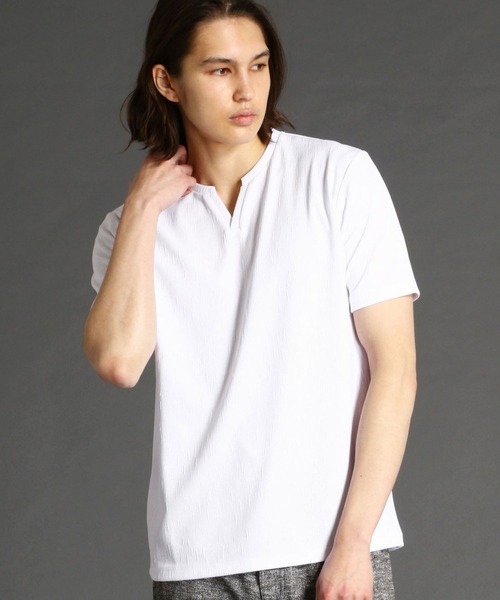 MONSIEUR NICOLE（ムッシュニコル）の「ブリスターメランジジャカードTシャツ（Tシャツ/カットソー・メンズ・ブラック/ブラウン/ホワイト/グレー/テラコッタ/ダークブルー・MEDIUM/LARGE/X-LARGE）」の2枚目の写真