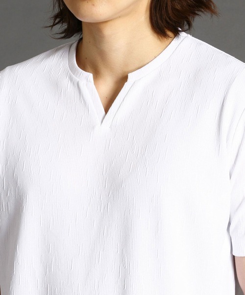 MONSIEUR NICOLE（ムッシュニコル）の「ブリスターメランジジャカードTシャツ（Tシャツ/カットソー・メンズ・ブラック/ブラウン/ホワイト/グレー/テラコッタ/ダークブルー・MEDIUM/LARGE/X-LARGE）」の14枚目の写真