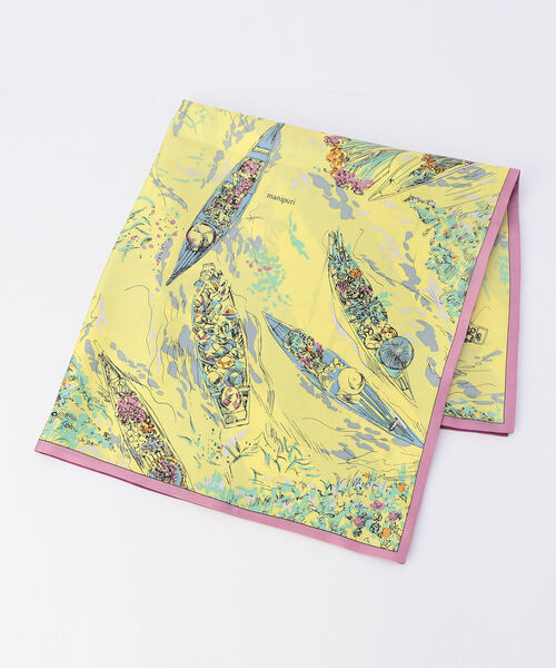 manipuri（マニプリ）の「【manipuri/ マニプリ】シルクリバーシブルスカーフ（バンダナ/スカーフ・レディース・パープル系その他3/ベージュ系その他3/イエロー系その他3・FREE）」の7枚目の写真