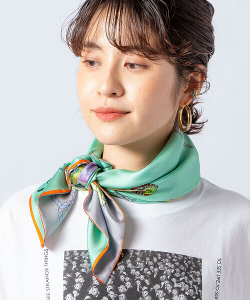 manipuri（マニプリ）の「【manipuri/ マニプリ】シルクリバーシブルスカーフ（バンダナ/スカーフ・レディース・パープル系その他3/ベージュ系その他3/イエロー系その他3・FREE）」の11枚目の写真