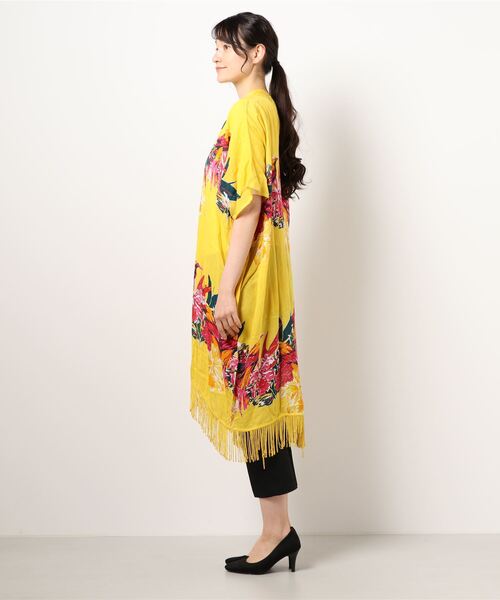 チャイハネ（チャイハネ）の「【チャイハネ】ネイチャーフリンジロングカーディガン（カーディガン/ボレロ・レディース・ホワイト/ブラック/イエロー/ブルー/グリーン・FREE）」の6枚目の写真