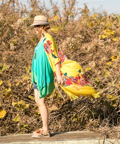 チャイハネ（チャイハネ）の「【チャイハネ】ネイチャーフリンジロングカーディガン（カーディガン/ボレロ・レディース・ホワイト/ブラック/イエロー/ブルー/グリーン・FREE）」の14枚目の写真