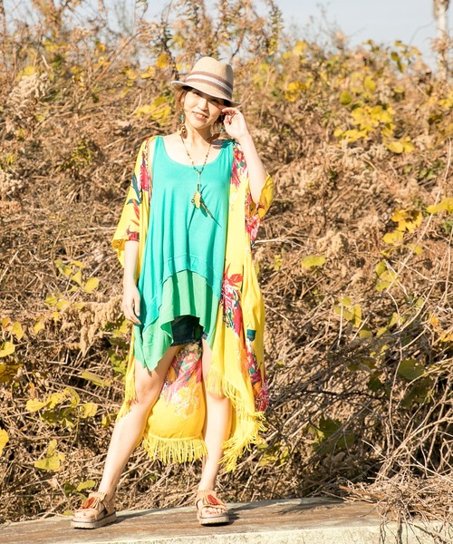 チャイハネ（チャイハネ）の「【チャイハネ】ネイチャーフリンジロングカーディガン（カーディガン/ボレロ・レディース・ホワイト/ブラック/イエロー/ブルー/グリーン・FREE）」の17枚目の写真