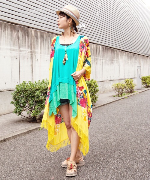 チャイハネ（チャイハネ）の「【チャイハネ】ネイチャーフリンジロングカーディガン（カーディガン/ボレロ・レディース・ホワイト/ブラック/イエロー/ブルー/グリーン・FREE）」の18枚目の写真