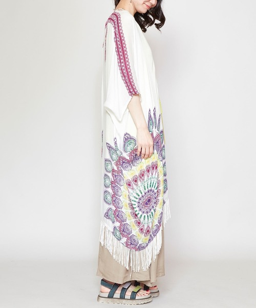 チャイハネ（チャイハネ）の「【チャイハネ】ネイチャーフリンジロングカーディガン（カーディガン/ボレロ・レディース・ホワイト/ブラック/イエロー/ブルー/グリーン・FREE）」の20枚目の写真