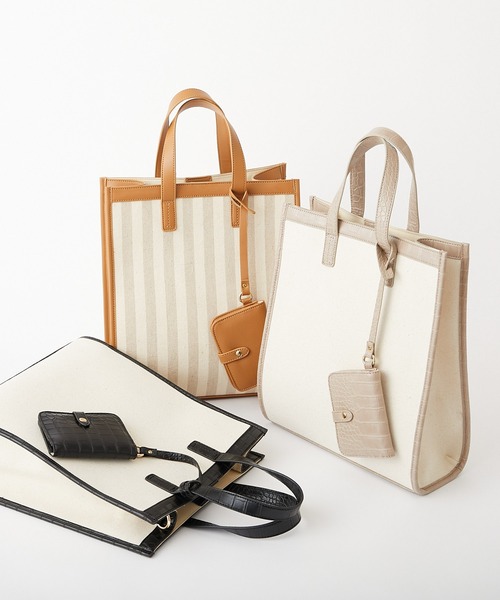 Chico（チコ）の「パスケース付パイピングスクエアトート（トートバッグ・レディース・ブラック/ブラウン/アイボリー・FREE）」の5枚目の写真