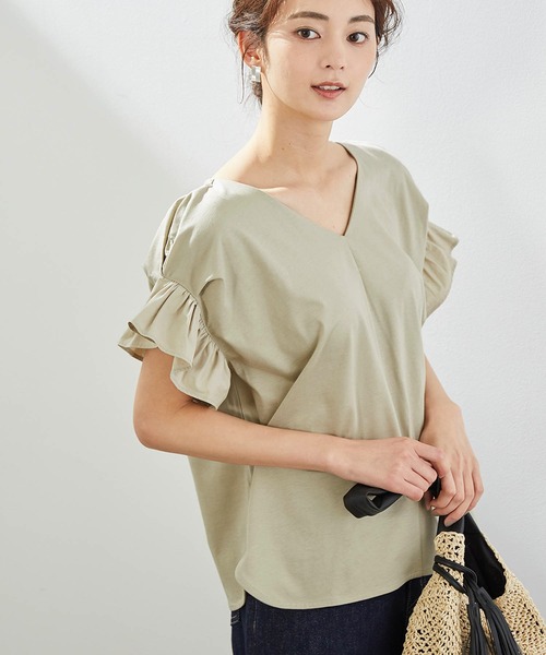 ROPE' PICNIC（ロペピクニック）の「【2WAY】フリルカットソー（Tシャツ/カットソー・レディース・ホワイト/チャコールグレー/ラベンダー/グリーン系その他/ピンク系その他2・38）」の3枚目の写真