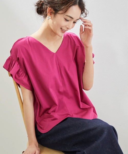 ROPE' PICNIC（ロペピクニック）の「【2WAY】フリルカットソー（Tシャツ/カットソー・レディース・ホワイト/チャコールグレー/ラベンダー/グリーン系その他/ピンク系その他2・38）」の5枚目の写真